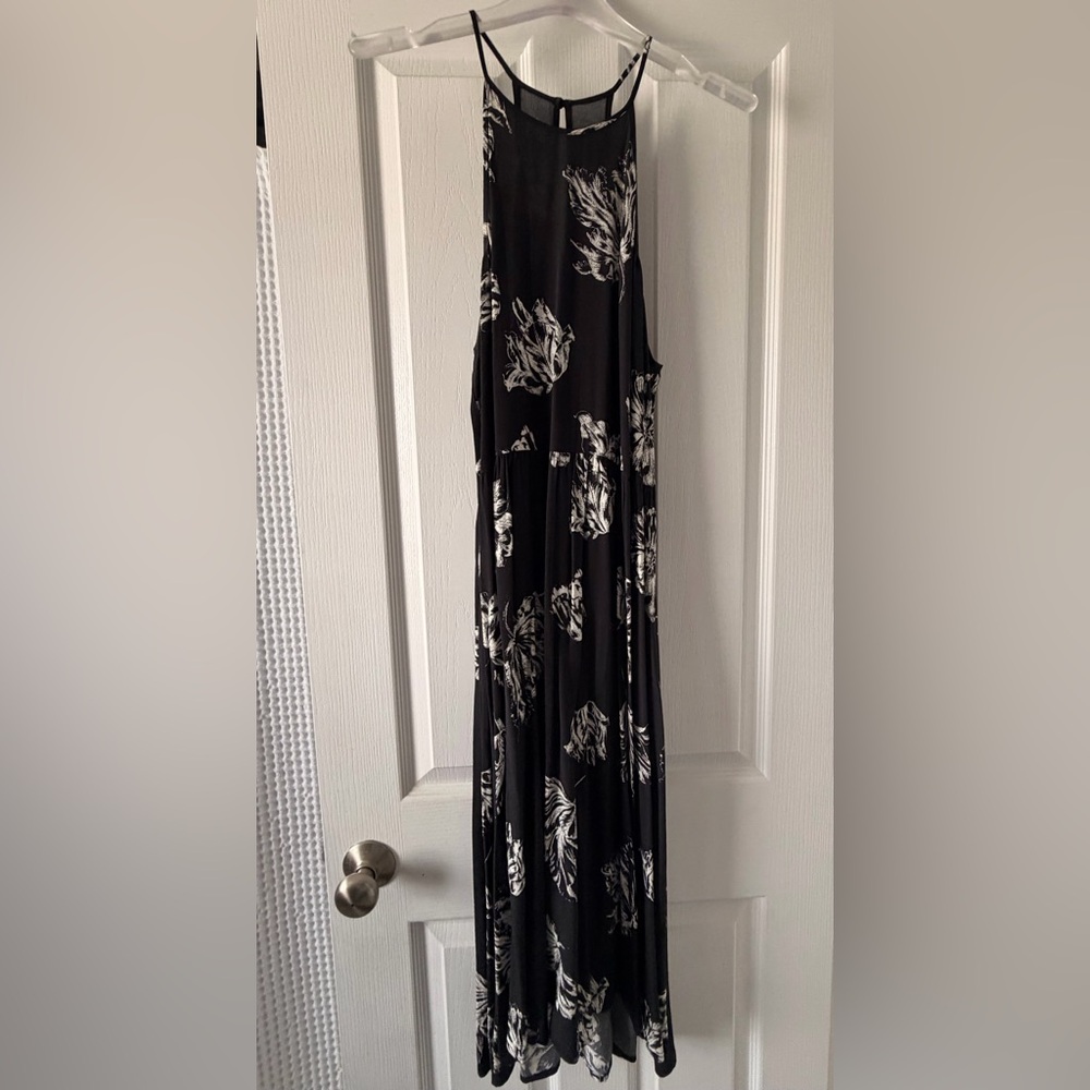 Abound Black Maxi Dress with White Floral Print